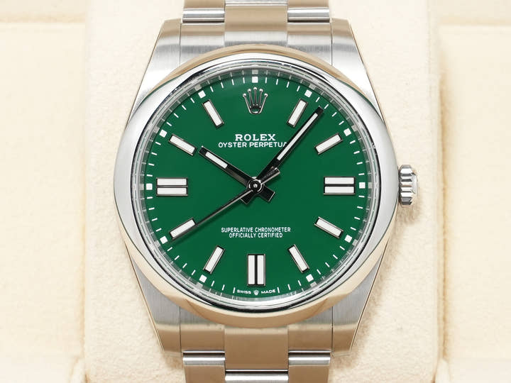 ロレックス オイスターパーペチュアル41 Ref.124300 ステンレススチール グリーン文字盤 極美品 x6vacedy