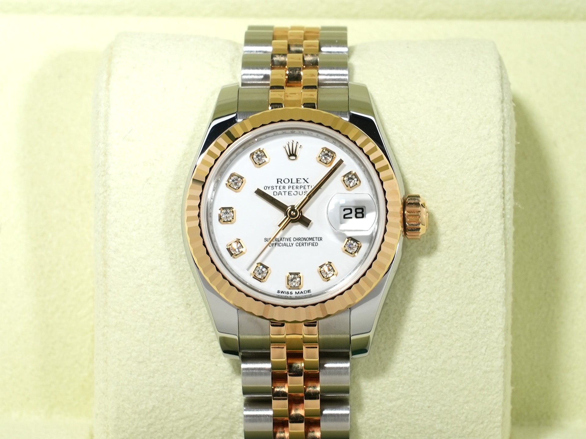 ロレックス デイトジャスト26 Ref.179173G ステンレススチール/イエローゴールド ホワイトx10Pダイヤ文字盤 美中古 fb7dh7v9