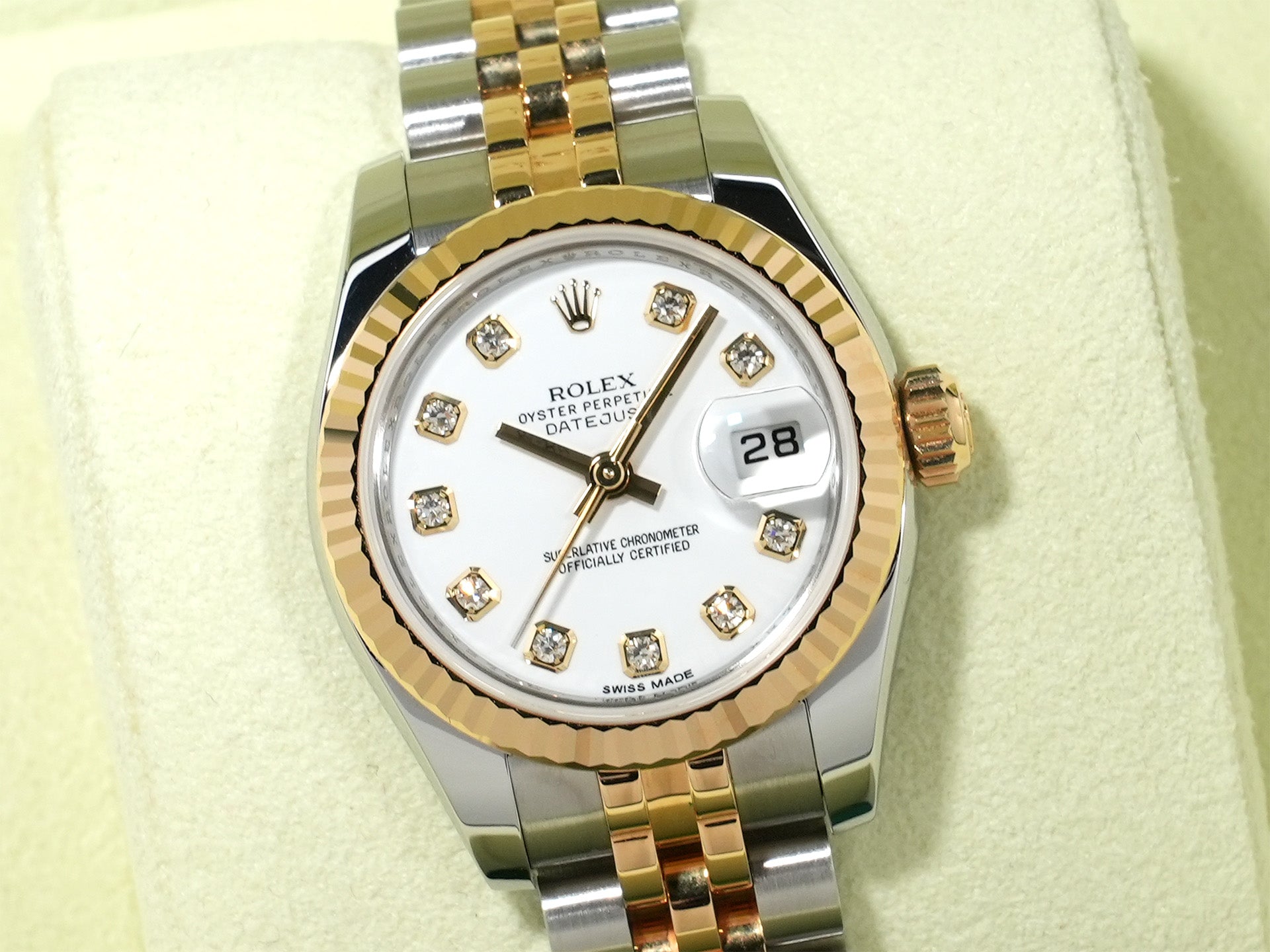 ロレックス デイトジャスト26 Ref.179173G ステンレススチール/イエローゴールド ホワイトx10Pダイヤ文字盤 美中古 fb7dh7v9