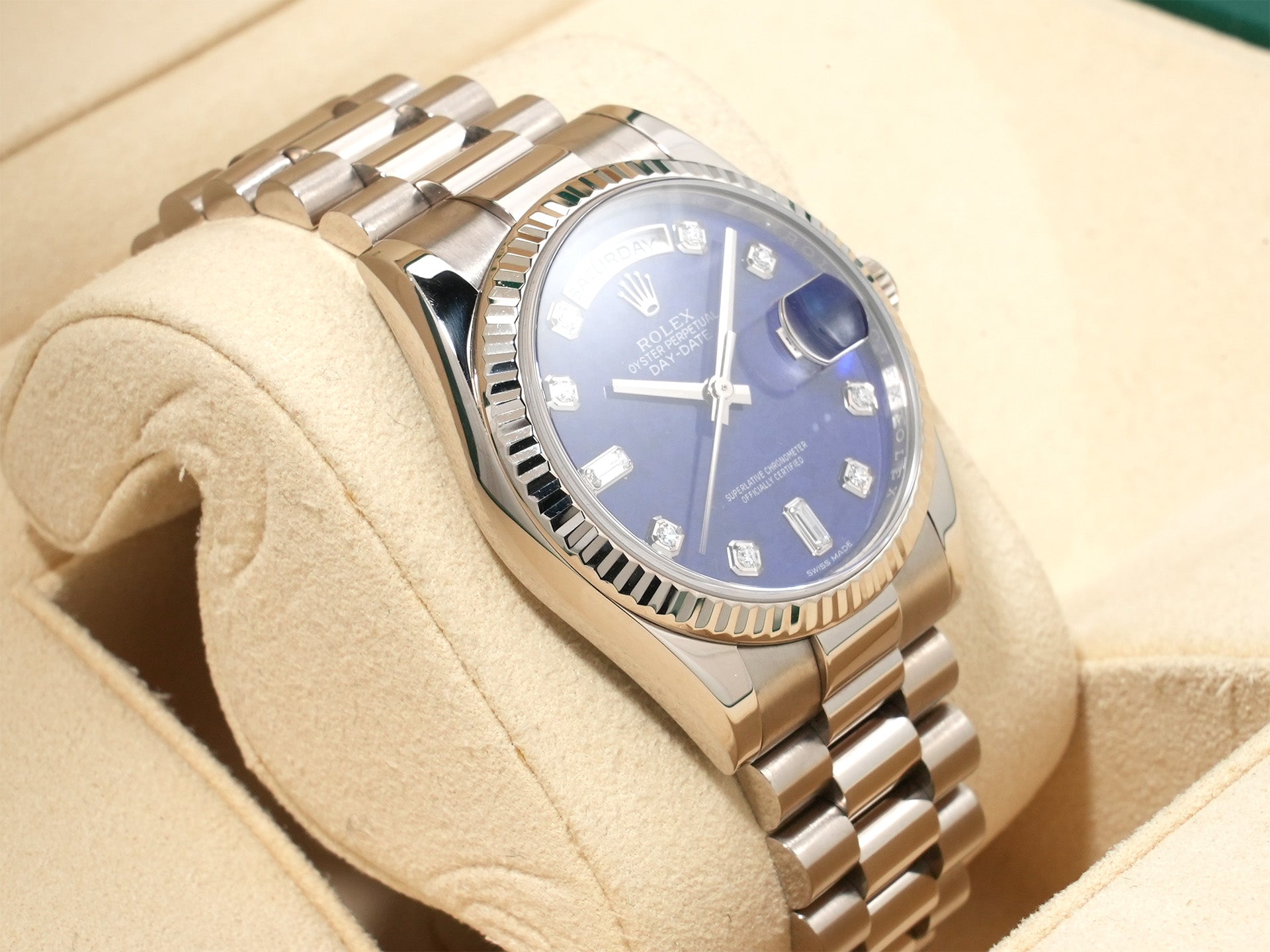 ロレックス デイデイト36 Ref.118239 ホワイトゴールド ラピスラズリ10Pダイヤ文字盤 中古 qkbxxuga