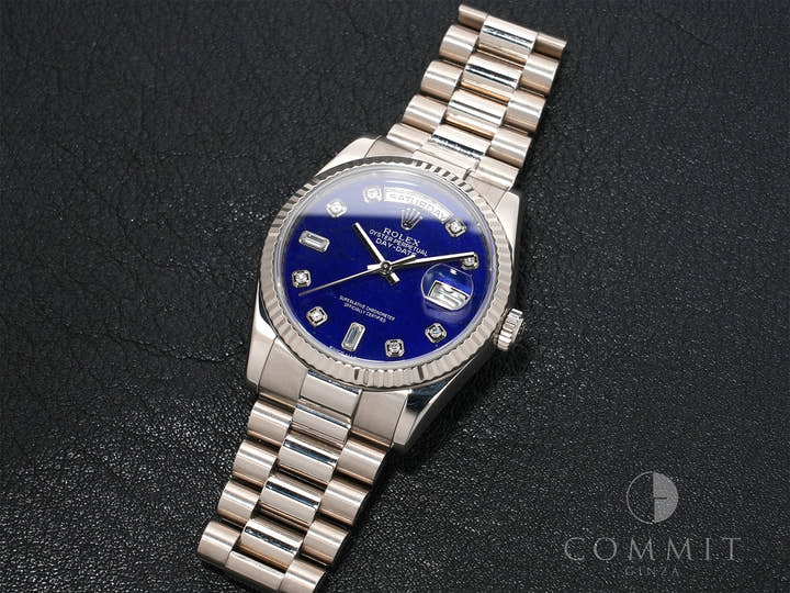 ロレックス デイデイト36 Ref.118239 ホワイトゴールド ラピスラズリ10Pダイヤ文字盤 中古 qkbxxuga