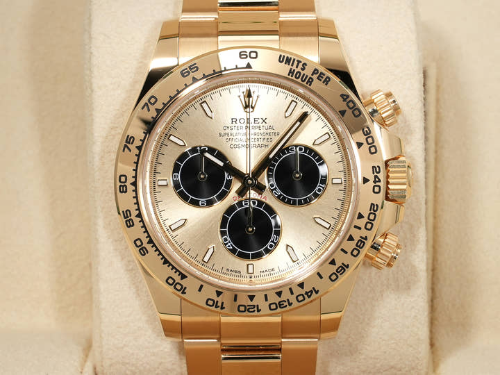 Rolex Daytona Ref. 126508 Yellow Gold with Golden and Bright Black Dial, Excellent Condition, 86u2ao35