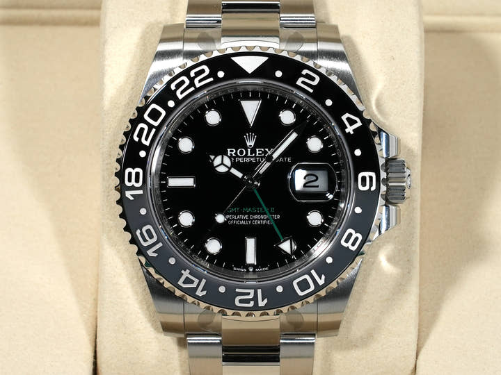 ロレックス GMTマスターII Ref.126710GRNR ステンレススチール ブラック文字盤 オイスターブレスレット 未使用 aybepj9e