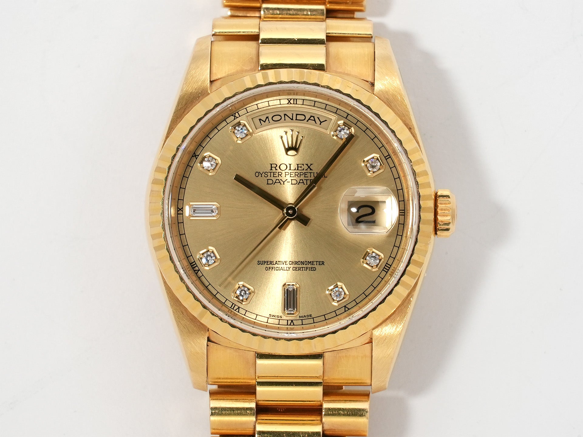 ロレックス デイデイト36 Ref.18238A イエローゴールド シャンパンx10Pダイヤ文字盤 中古 8fno4e73