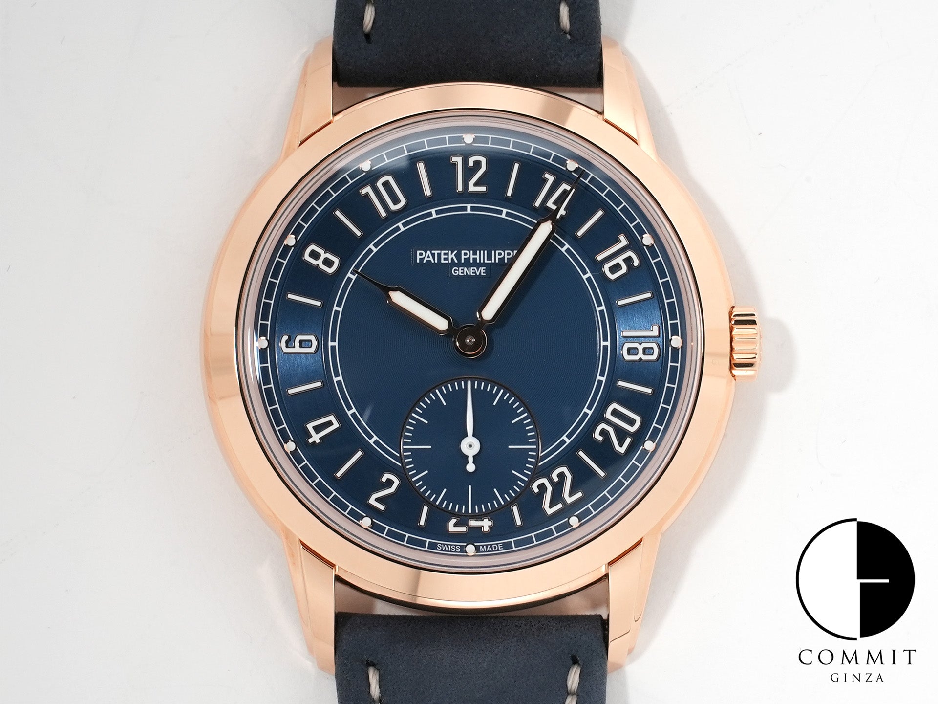パテックフィリップ カラトラバ トラベルタイム Ref.5224R-001 ローズゴールド ブルー文字盤 未使用 39pix58e