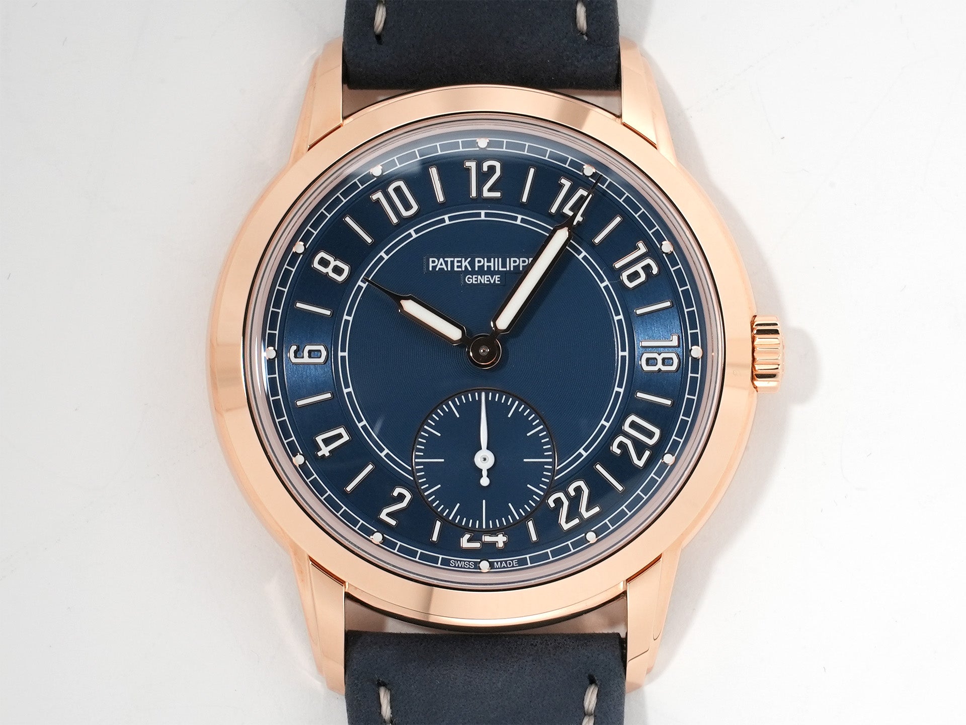 パテックフィリップ カラトラバ トラベルタイム Ref.5224R-001 ローズゴールド ブルー文字盤 未使用 39pix58e
