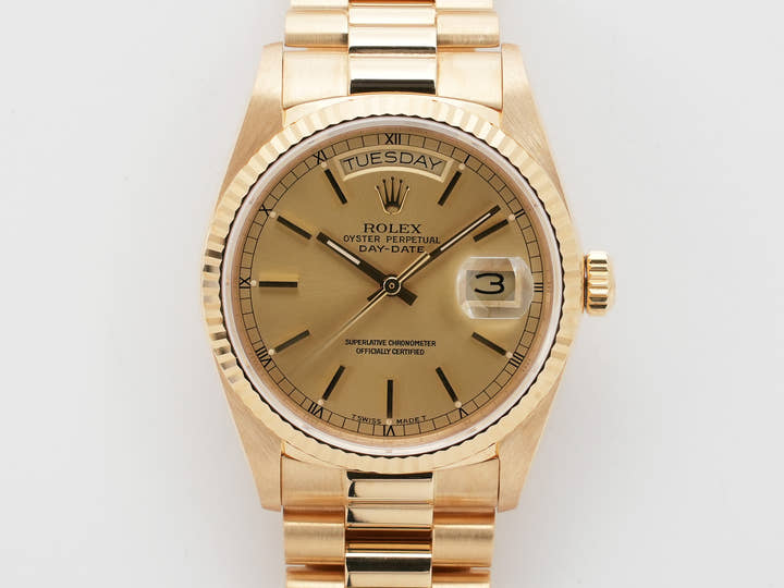 ロレックス デイデイト36 Ref.18038 イエローゴールド シャンパン文字盤 美品 4nxq8mcn