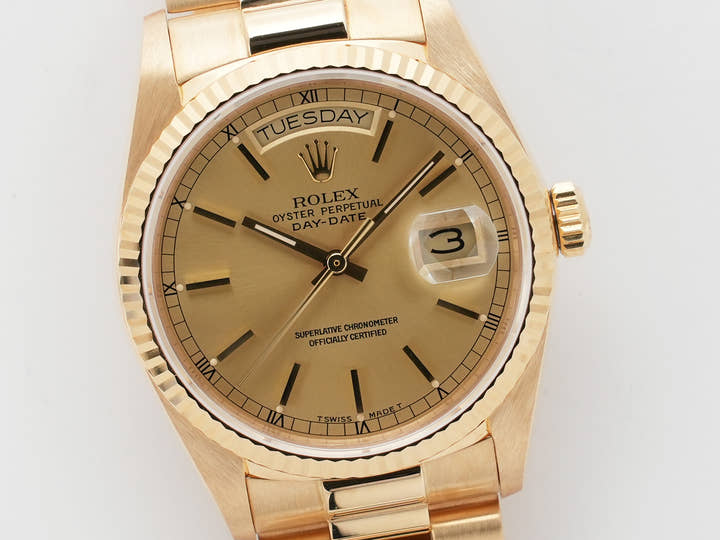 ロレックス デイデイト36 Ref.18038 イエローゴールド シャンパン文字盤 美品 4nxq8mcn