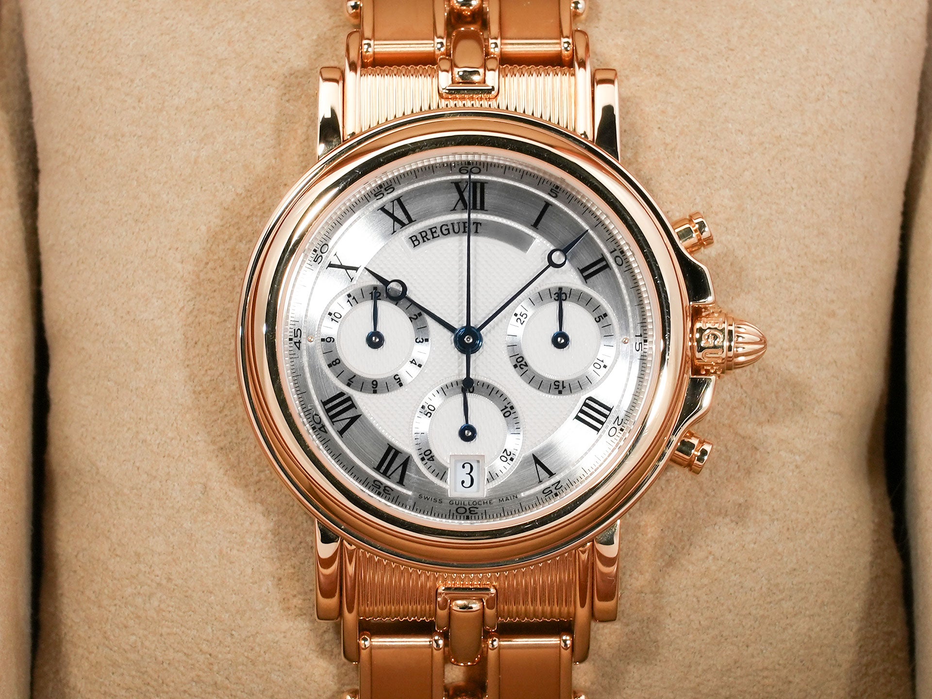 ブレゲ マリーン クロノグラフ Ref.3460BA/12/A90 イエローゴールド シルバー文字盤 美品 kvsc977n