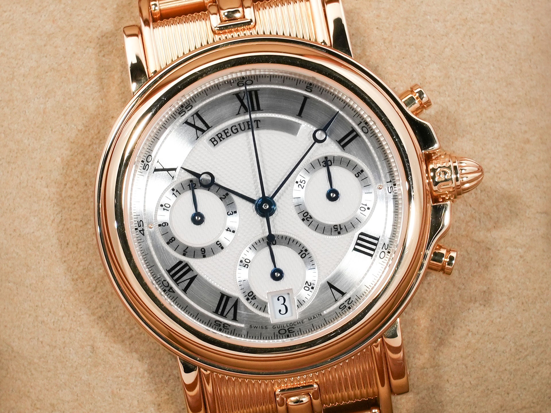 ブレゲ マリーン クロノグラフ Ref.3460BA/12/A90 イエローゴールド シルバー文字盤 美品 kvsc977n