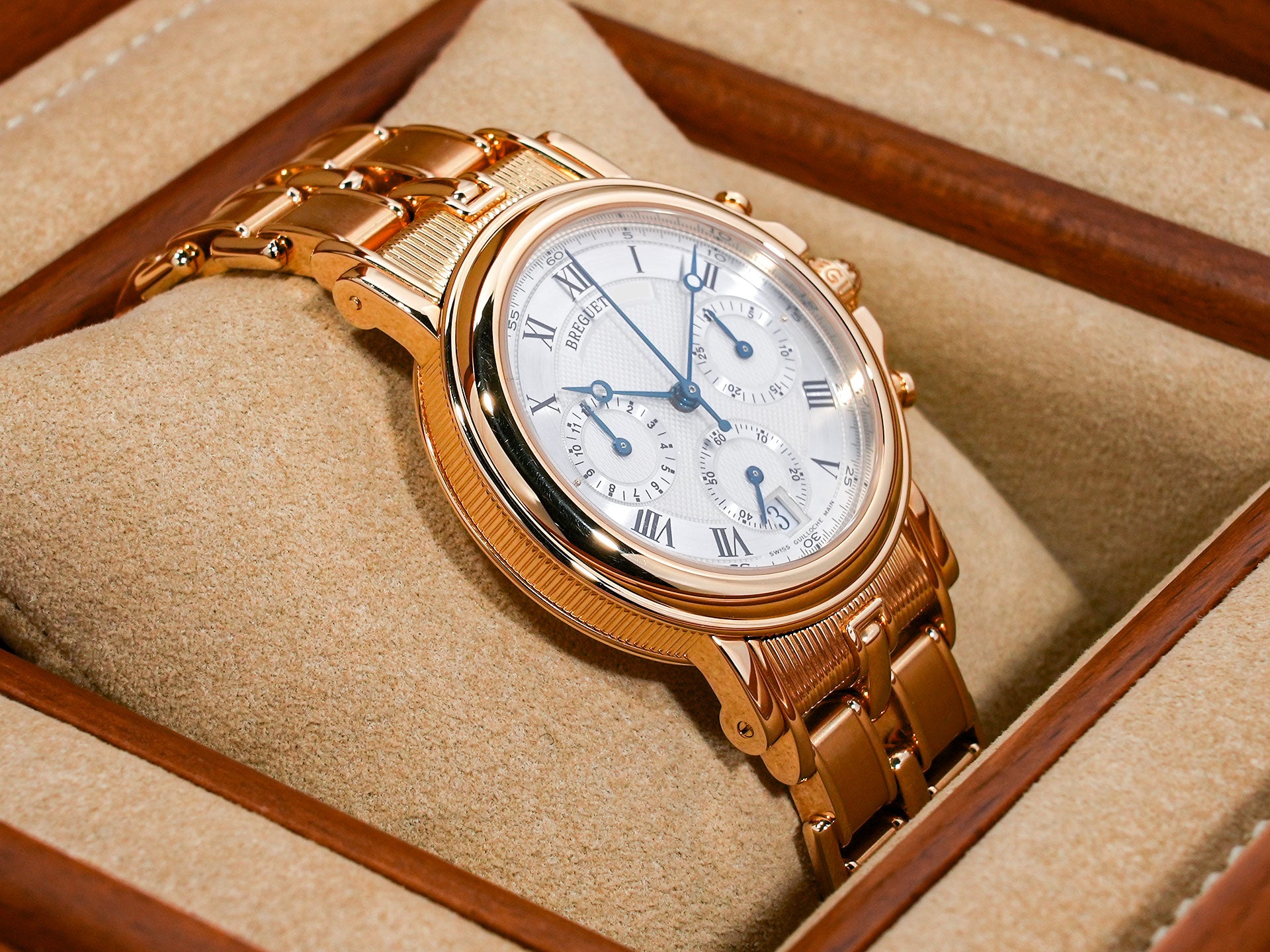 ブレゲ マリーン クロノグラフ Ref.3460BA/12/A90 イエローゴールド シルバー文字盤 美品 kvsc977n