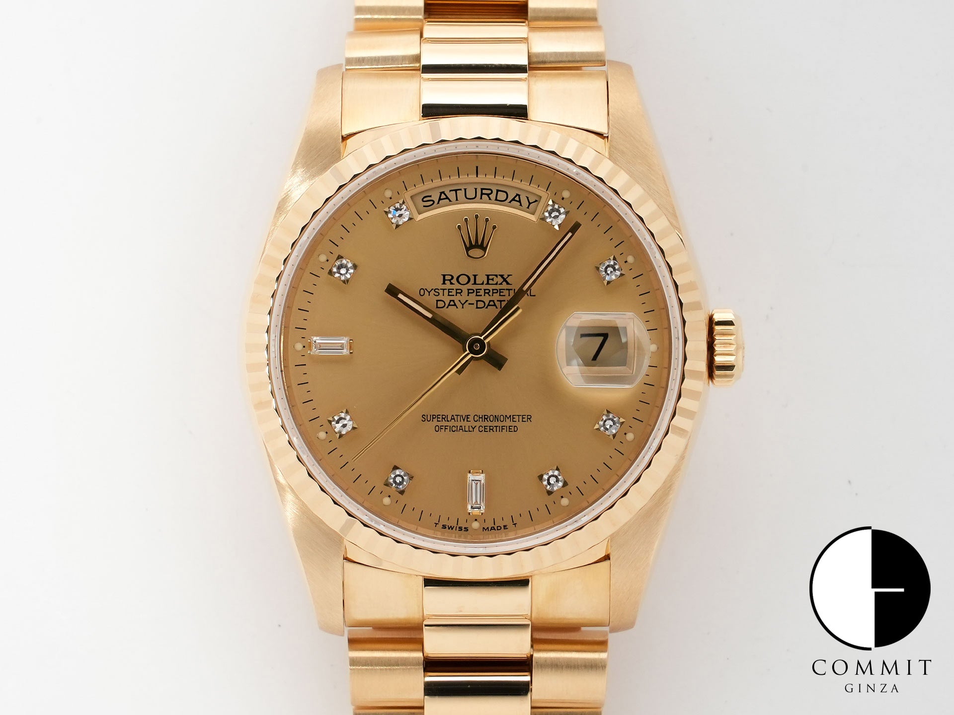 Rolex Day-Date 36 Ref. 18238A Yellow Gold Champagne with 10 Diamond Dial, Excellent Condition wz9nkvio