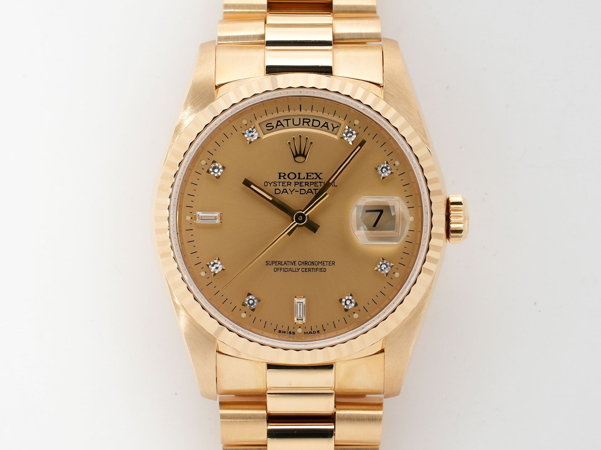 Rolex Day-Date 36 Ref. 18238A Yellow Gold Champagne with 10 Diamond Dial, Excellent Condition wz9nkvio