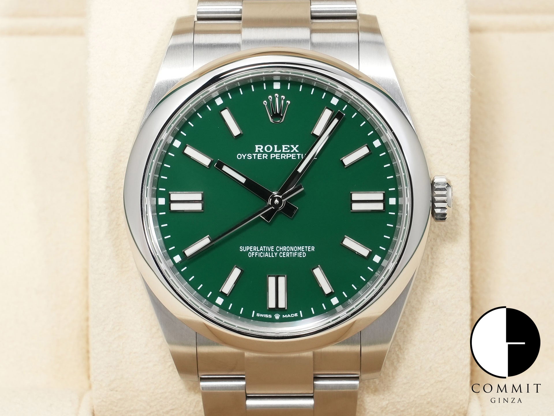 ロレックス オイスターパーペチュアル41 Ref.124300 ステンレススチール グリーン文字盤 美中古 hpakwqsg