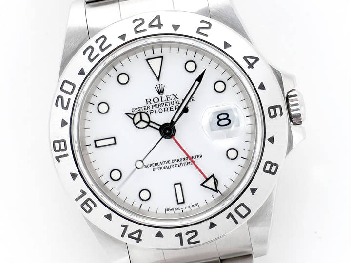 ロレックス エクスプローラーII Ref.16570 ステンレススチール ホワイト文字盤 オイスターブレスレット 中古 qka9vzyy