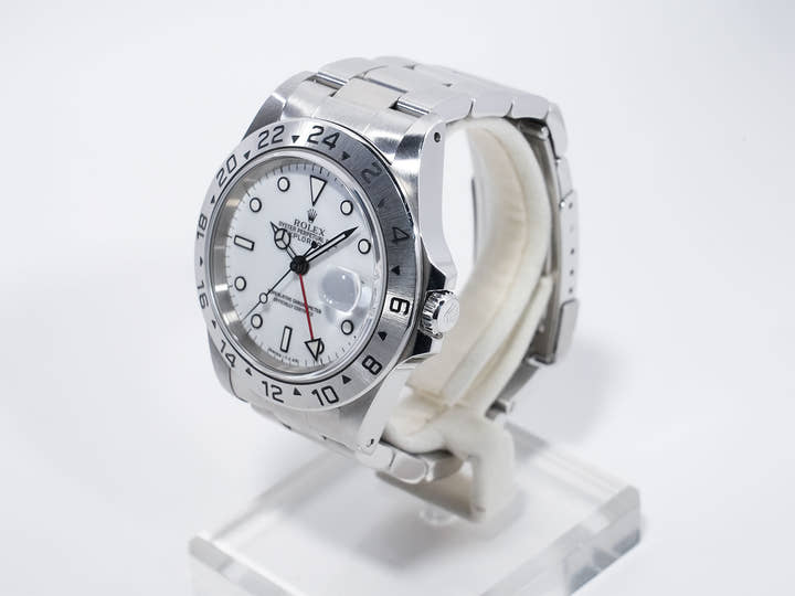 ロレックス エクスプローラーII Ref.16570 ステンレススチール ホワイト文字盤 オイスターブレスレット 中古 qka9vzyy