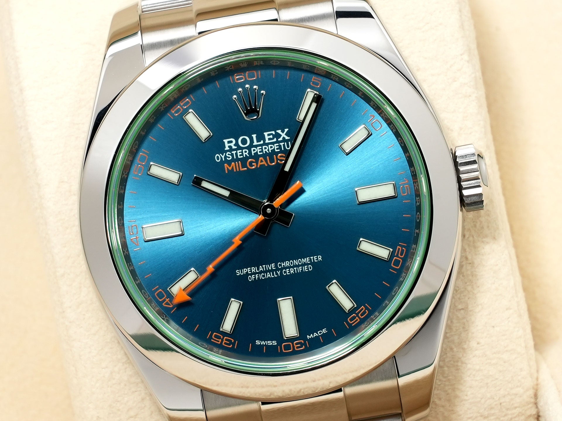 ロレックス ミルガウス Ref.116400GV ステンレススチール Zブルー文字盤 美品 eat23b3t