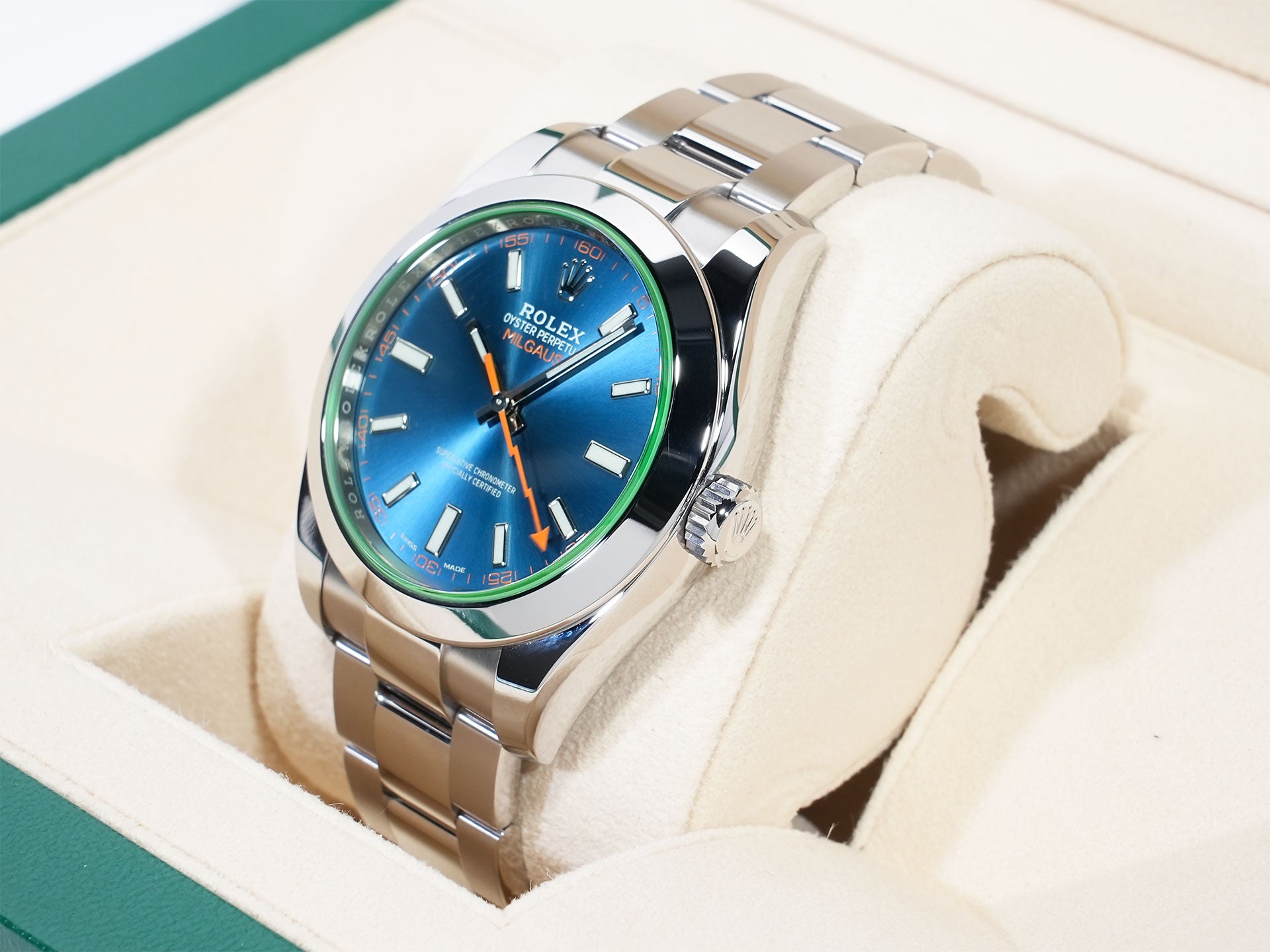 ロレックス ミルガウス Ref.116400GV ステンレススチール Zブルー文字盤 美品 eat23b3t