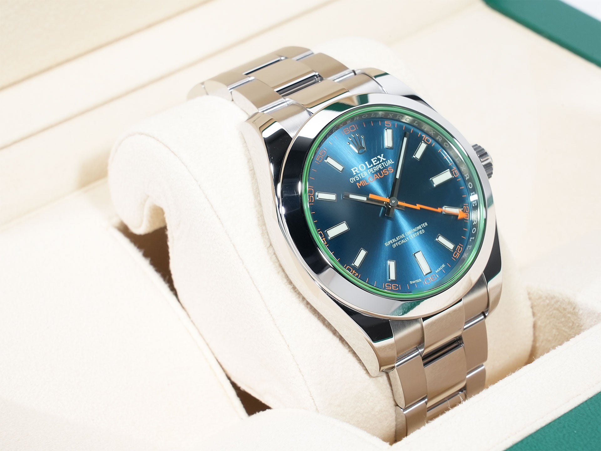 ロレックス ミルガウス Ref.116400GV ステンレススチール Zブルー文字盤 美品 eat23b3t
