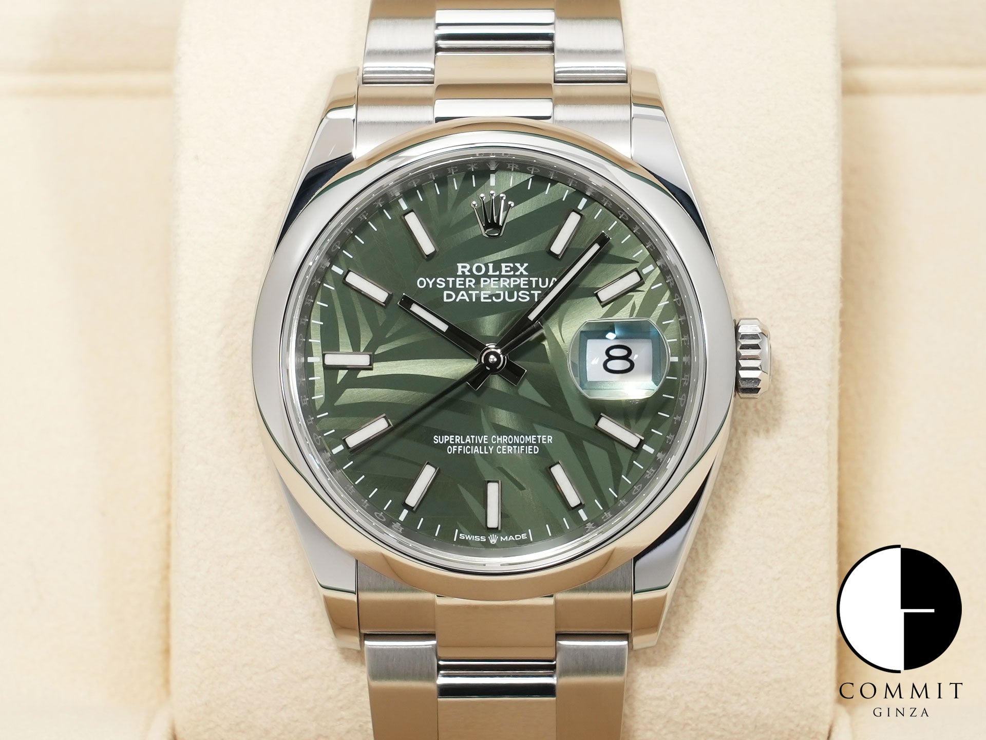 ロレックス デイトジャスト36 Ref.126200 ステンレススチール グリーンパーム文字盤 オイスターブレスレット 美品 x9kkpchw