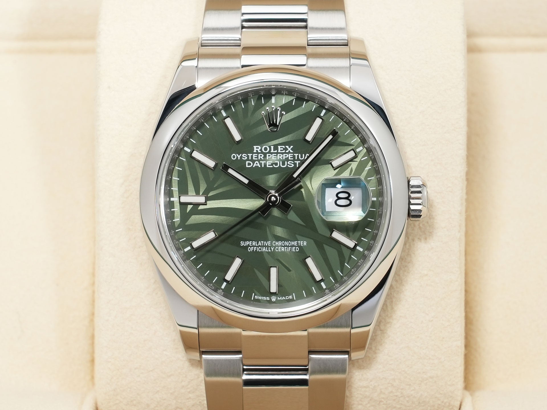 ロレックス デイトジャスト36 Ref.126200 ステンレススチール グリーンパーム文字盤 オイスターブレスレット 美品 x9kkpchw