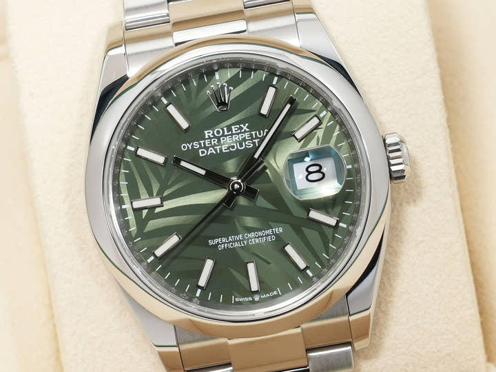 ロレックス デイトジャスト36 Ref.126200 ステンレススチール グリーンパーム文字盤 オイスターブレスレット 美品 x9kkpchw