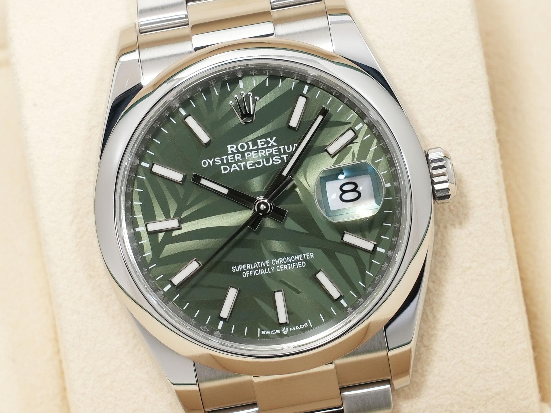 ロレックス デイトジャスト36 Ref.126200 ステンレススチール グリーンパーム文字盤 オイスターブレスレット 美品 x9kkpchw
