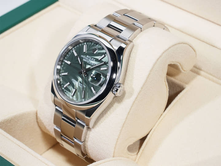 ロレックス デイトジャスト36 Ref.126200 ステンレススチール グリーンパーム文字盤 オイスターブレスレット 美品 x9kkpchw