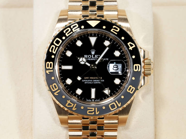 ロレックス GMTマスターII Ref.126718GRNR イエローゴールド ブラック文字盤 ジュビリーブレスレット 美品 jwvpfrkf