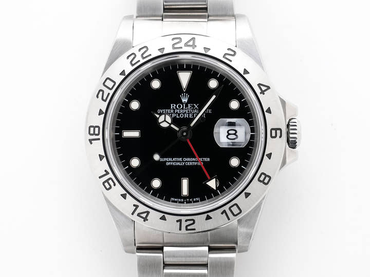 ロレックス エクスプローラーII Ref.16570 ステンレススチール ブラック文字盤 オイスターブレスレット 美中古 v2g9xf5d