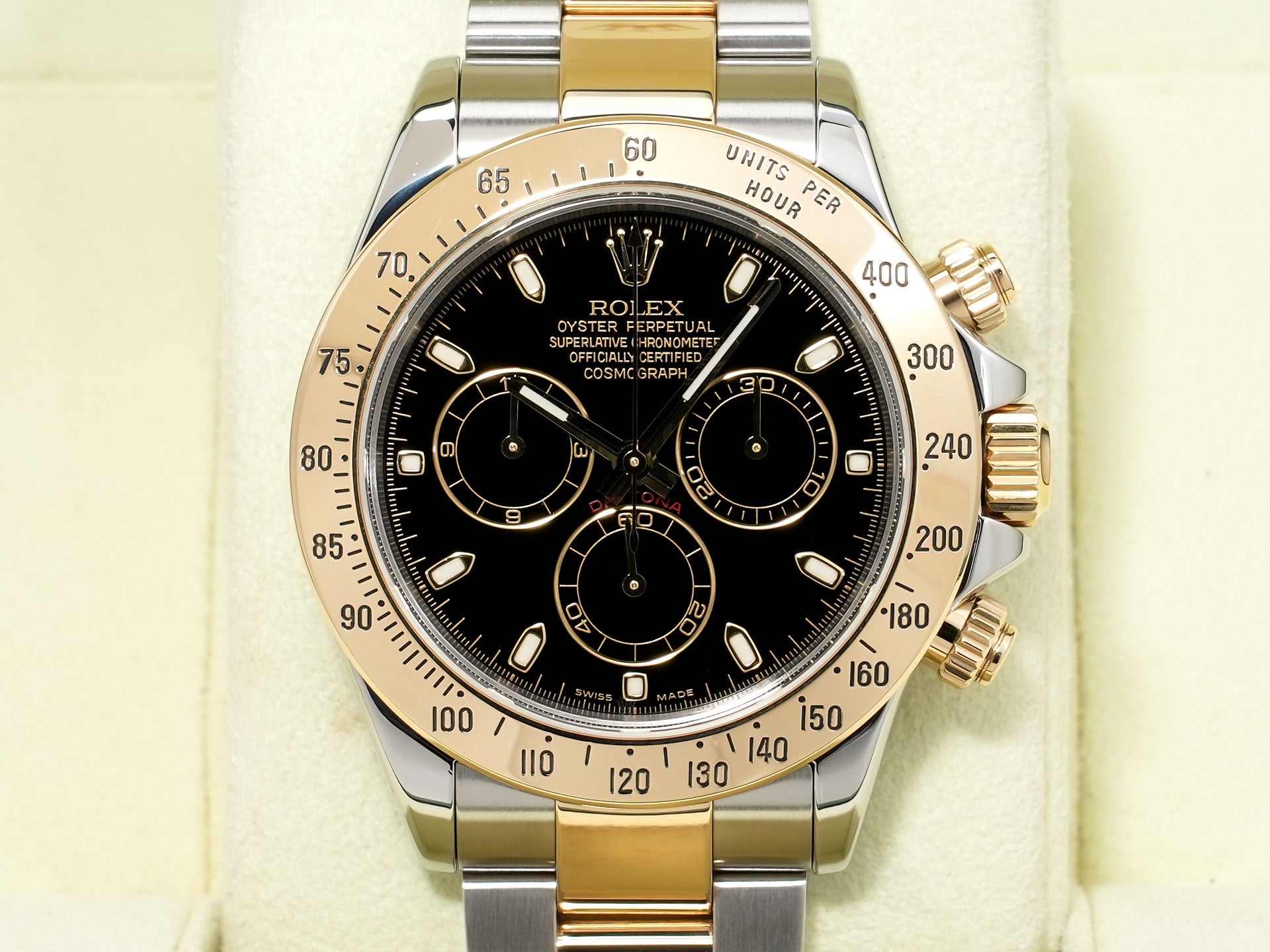Rolex Daytona Ref. 116523 Stainless Steel/Yellow Gold Black Dial Excellent Condition 3w69pdic