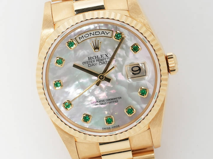 ロレックス デイデイト36 Ref.18238NGE イエローゴールド ホワイトシェル文字盤 中古 4nz9q73n