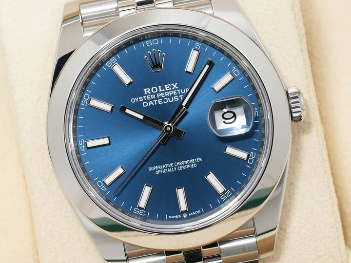 ロレックス デイトジャスト41 Ref.126300 ステンレススチール ブライトブルー文字盤 ジュビリーブレスレット 美中古 e9bv6wpi