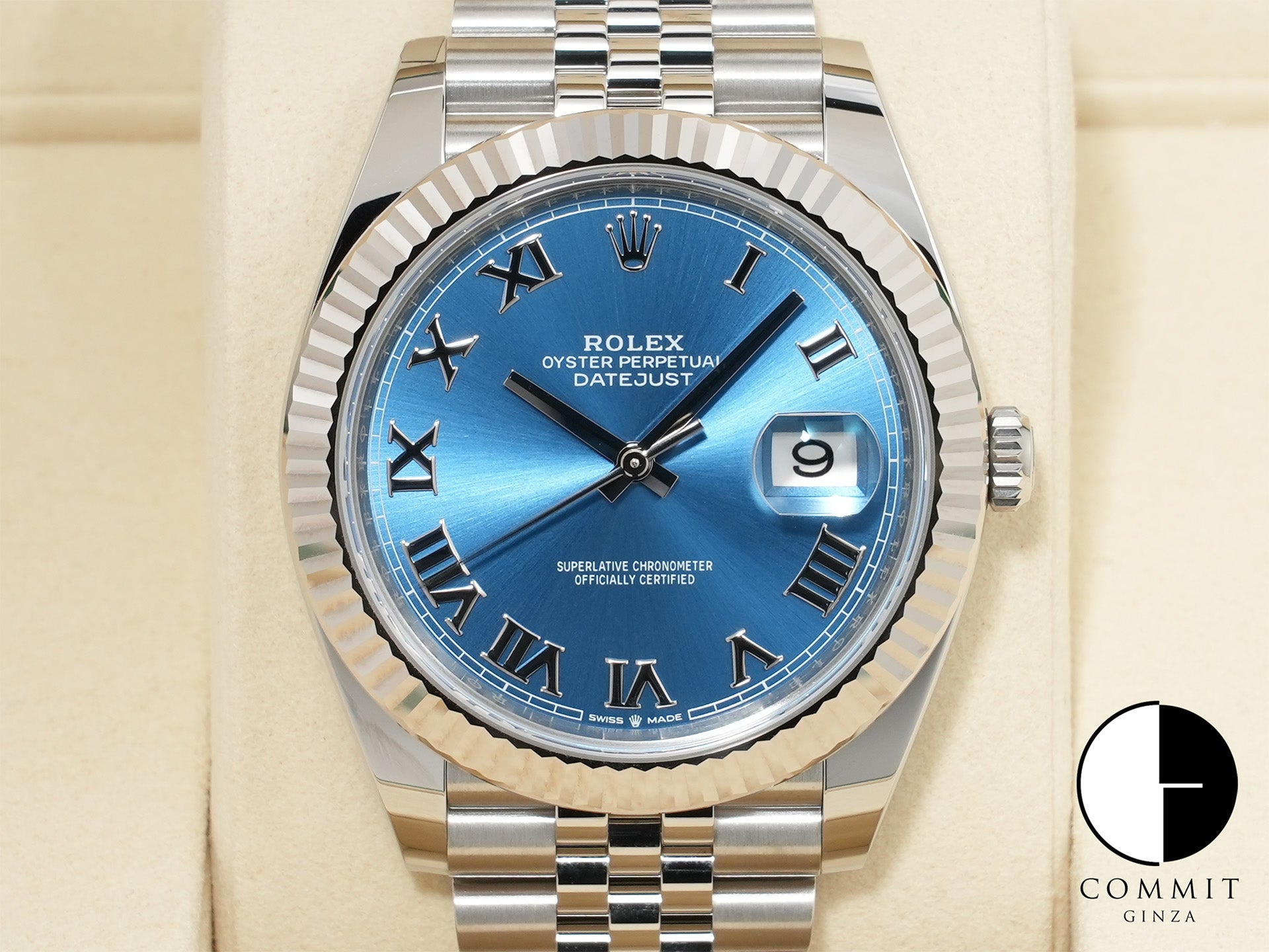 ロレックス デイトジャスト41 Ref.126334 ステンレススチール/ホワイトゴールド アズーロブルー文字盤 ジュビリーブレスレット 未使用 ex24beiy