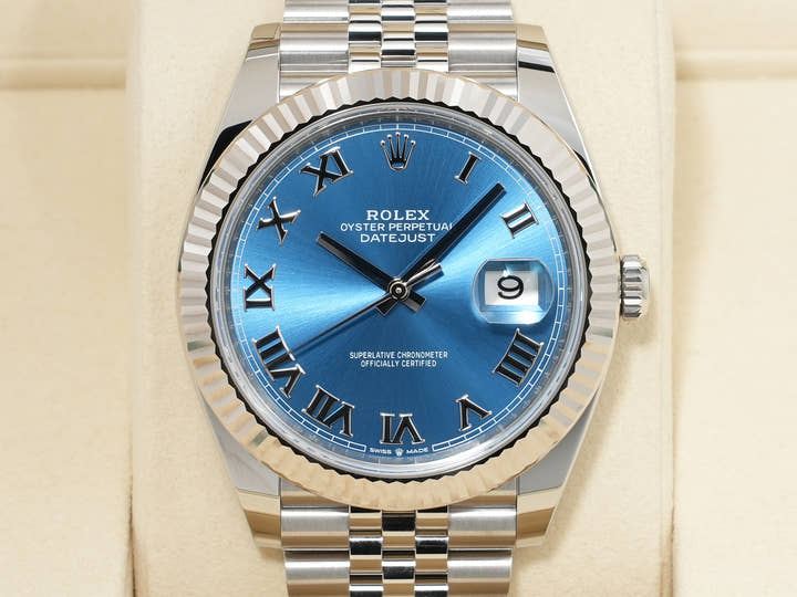 ロレックス デイトジャスト41 Ref.126334 ステンレススチール/ホワイトゴールド アズーロブルー文字盤 ジュビリーブレスレット 未使用 ex24beiy
