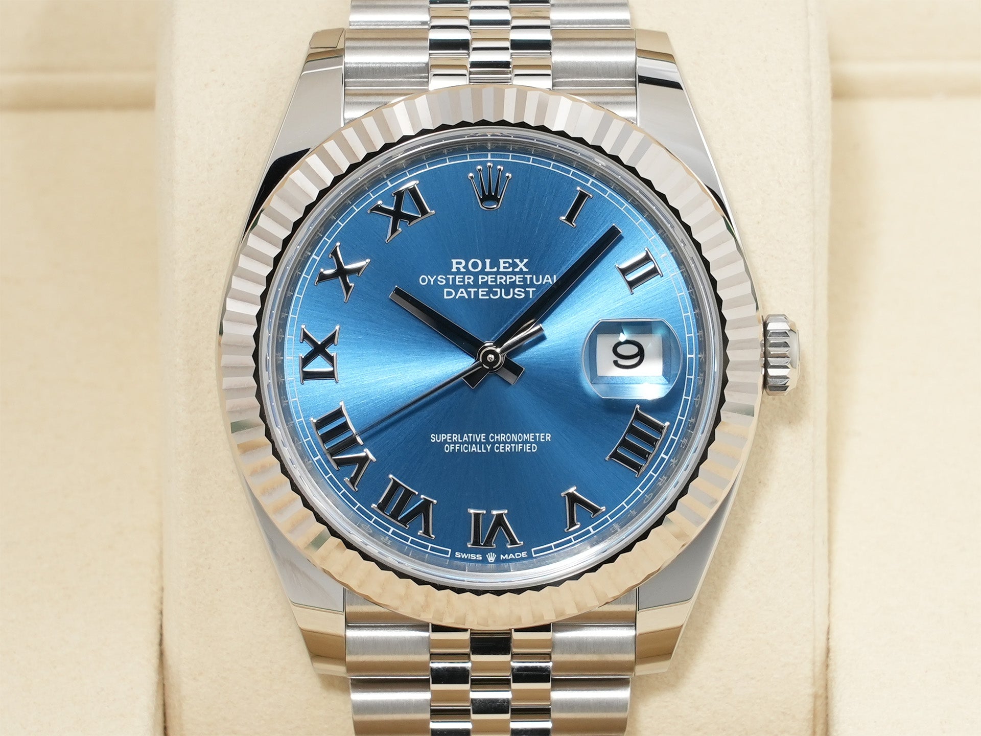 ロレックス デイトジャスト41 Ref.126334 ステンレススチール/ホワイトゴールド アズーロブルー文字盤 ジュビリーブレスレット 未使用 ex24beiy