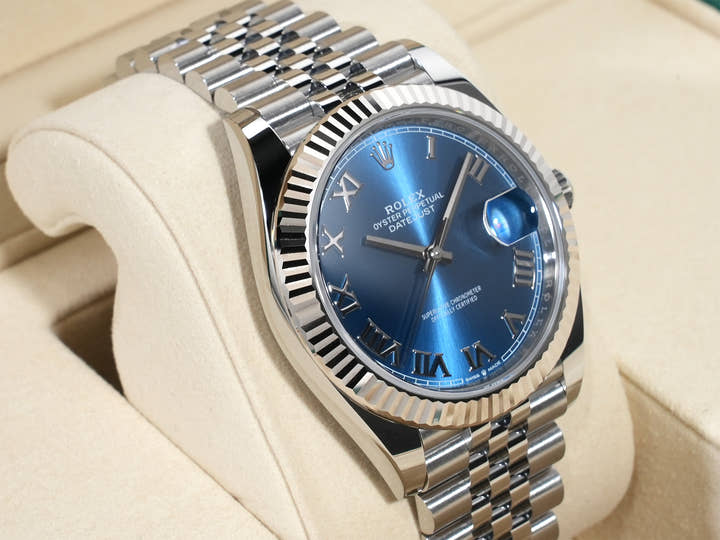 ロレックス デイトジャスト41 Ref.126334 ステンレススチール/ホワイトゴールド アズーロブルー文字盤 ジュビリーブレスレット 未使用 ex24beiy