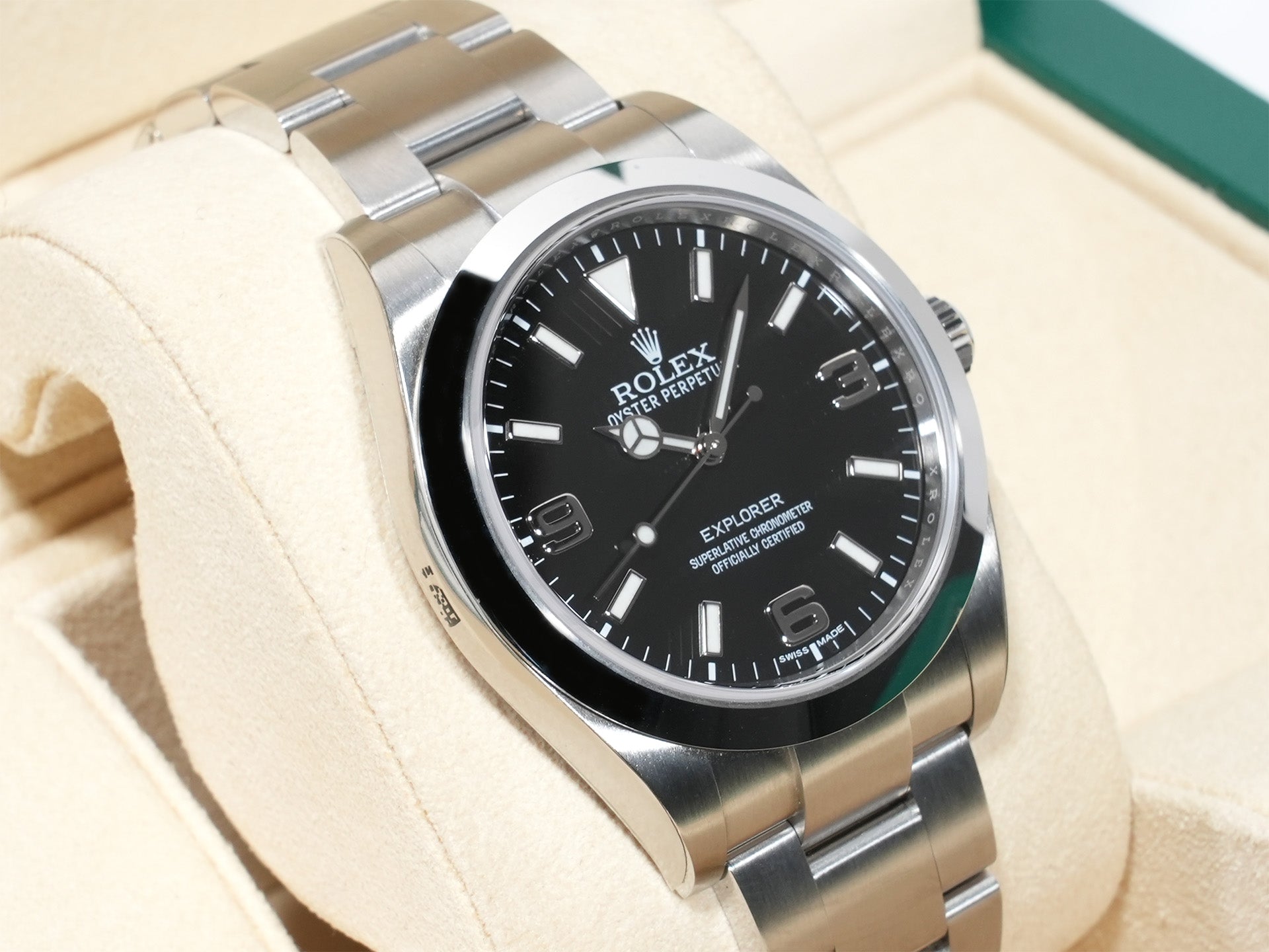 ロレックス エクスプローラーI 鏡面ブラックアウト Ref.214270 ステンレススチール ブラック文字盤 オイスターブレスレット 未使用 v3j7kw4s