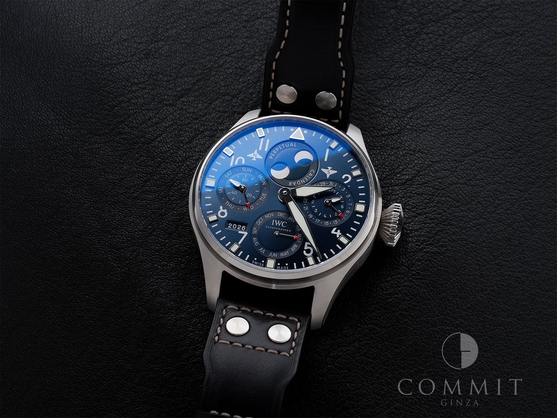 IWC Big Pilot's Watch Perpetual Calendar Ref. IW503605 Stainless Steel Blue Dial Excellent Condition o8rsojxm