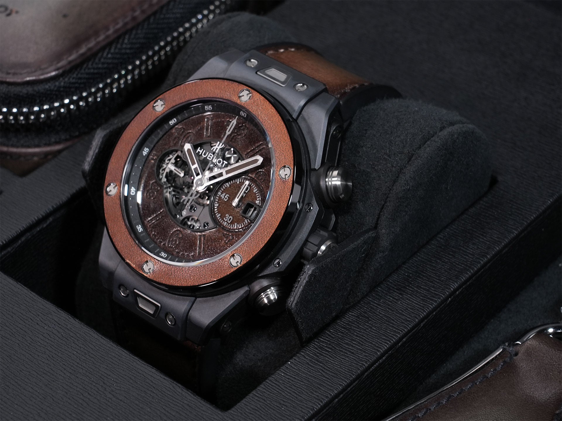 Hublot Big Bang Unico Berluti Cold Brown Ref. 411.CI.0500.VR.BER20 Black Ceramic Brown Dial Excellent Condition eozjecdg