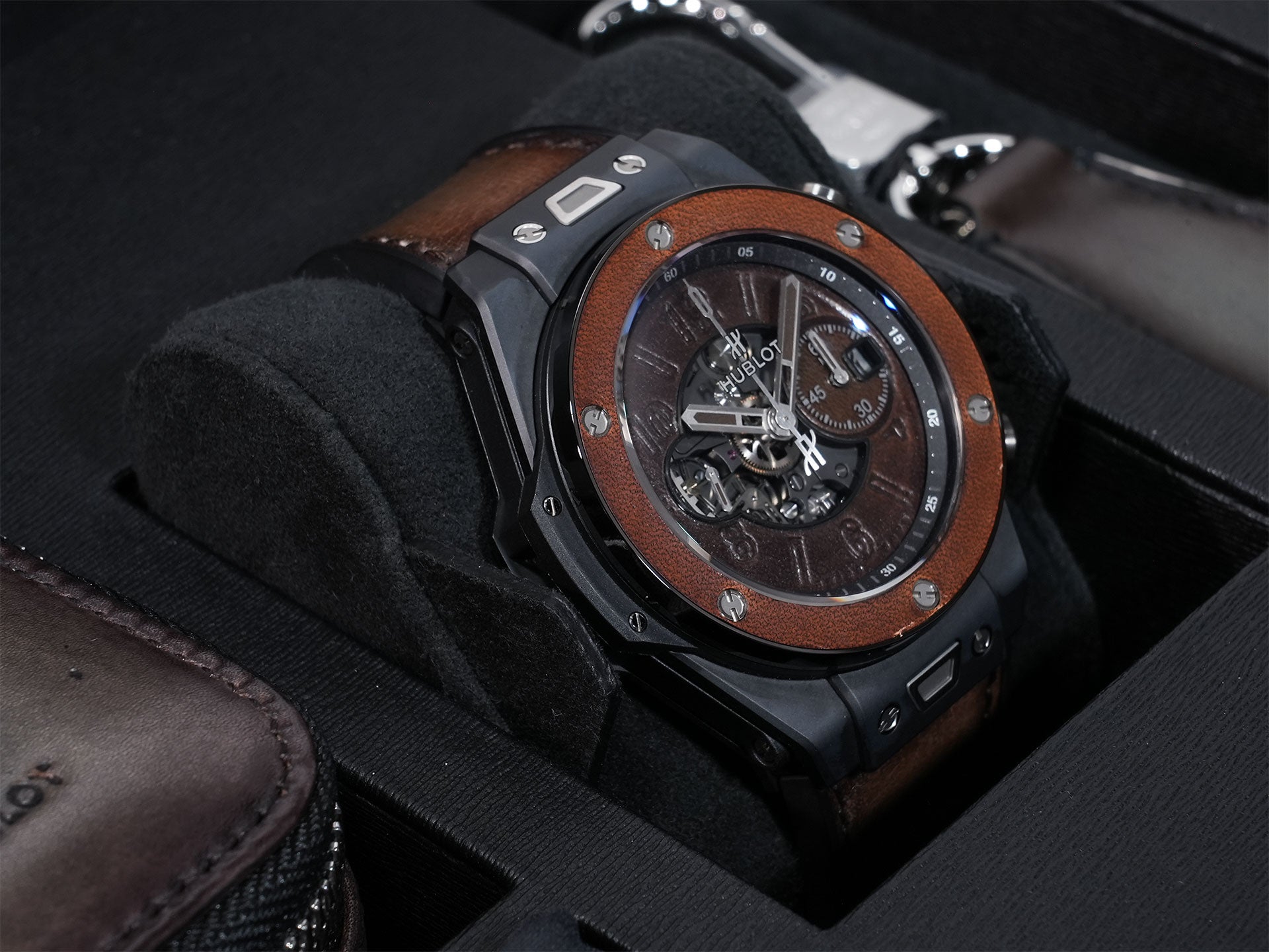 Hublot Big Bang Unico Berluti Cold Brown Ref. 411.CI.0500.VR.BER20 Black Ceramic Brown Dial Excellent Condition eozjecdg