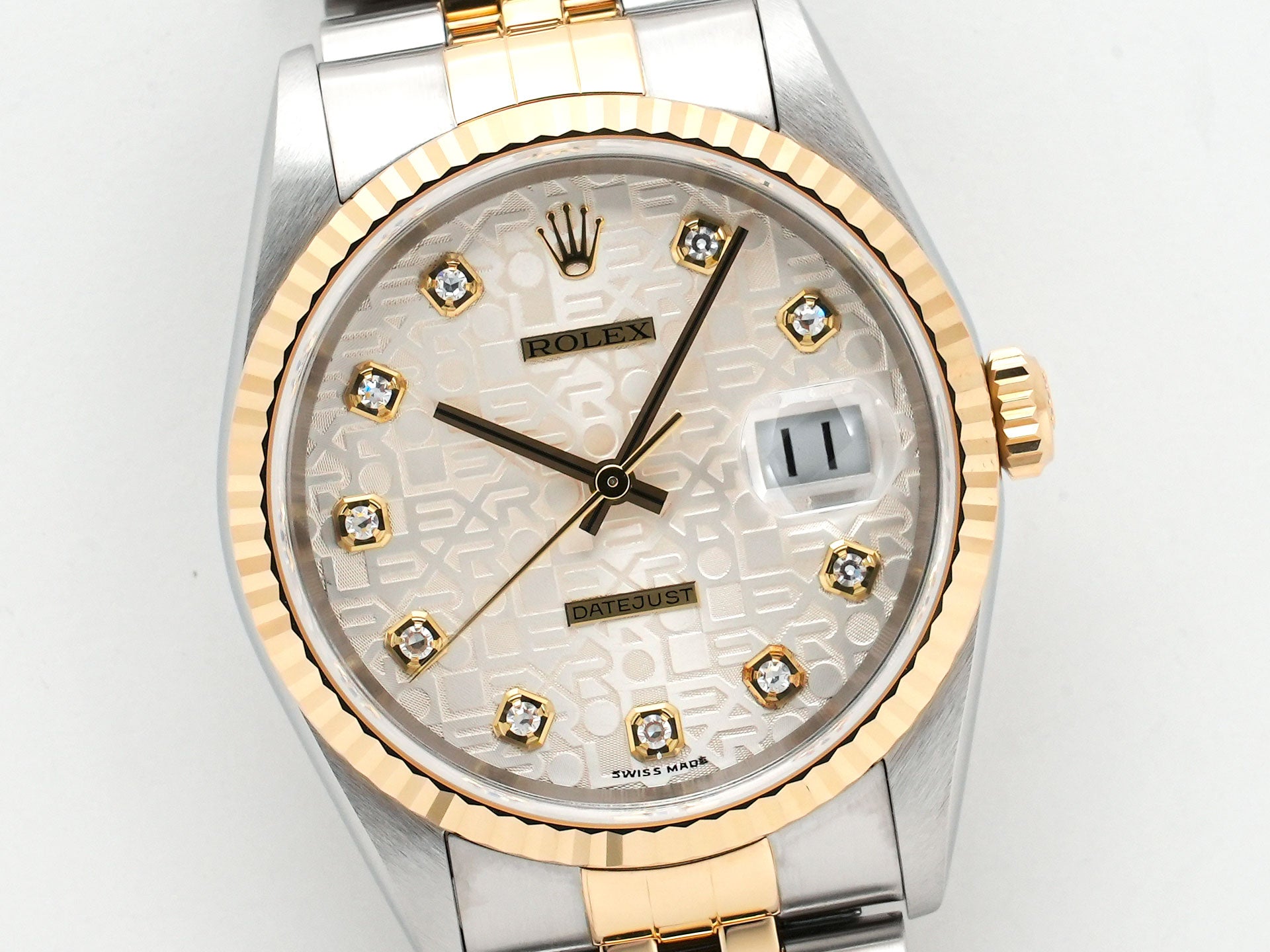 Rolex Datejust Ref. 16233G Stainless Steel/Yellow Gold with Silver Holographic Computer and 10 Diamond Dial, Excellent Condition, q7izo7dv