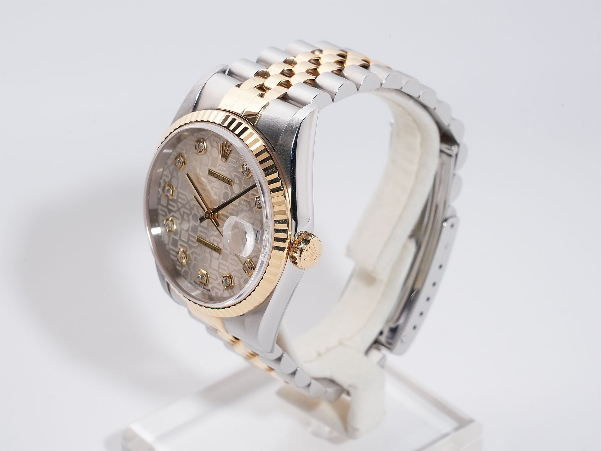 Rolex Datejust Ref. 16233G Stainless Steel/Yellow Gold with Silver Holographic Computer and 10 Diamond Dial, Excellent Condition, q7izo7dv
