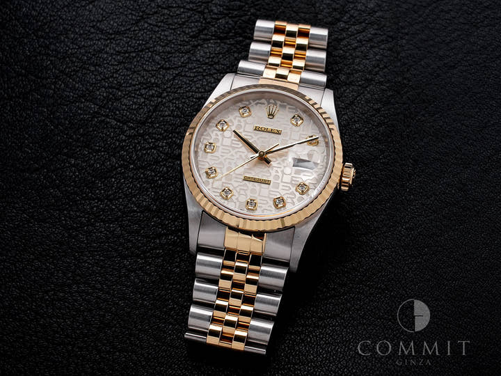 Rolex Datejust Ref. 16233G Stainless Steel/Yellow Gold with Silver Holographic Computer and 10 Diamond Dial, Excellent Condition, q7izo7dv