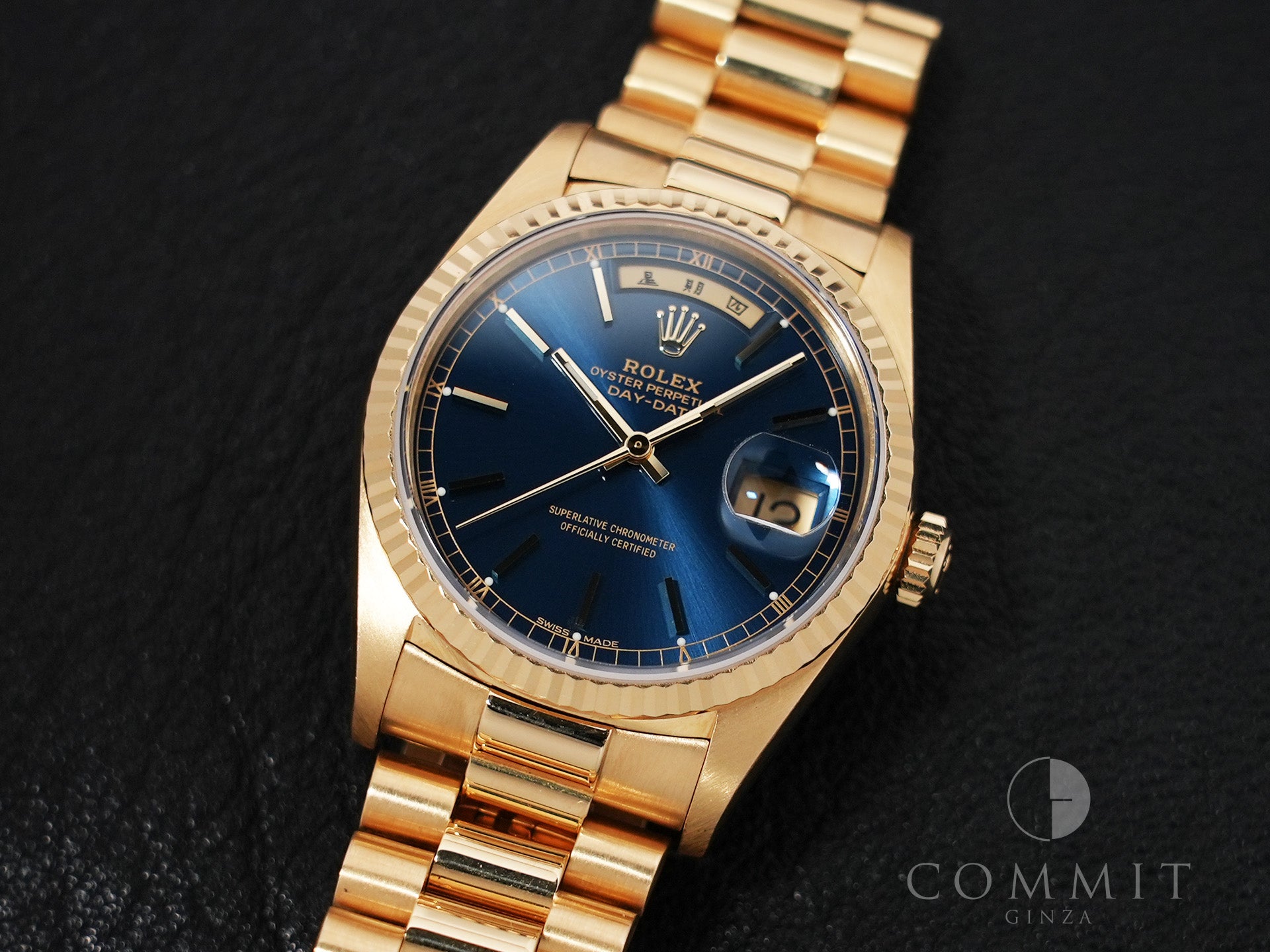 ロレックス デイデイト36 Ref.18038 イエローゴールド ブルー文字盤 中古 3efycruu