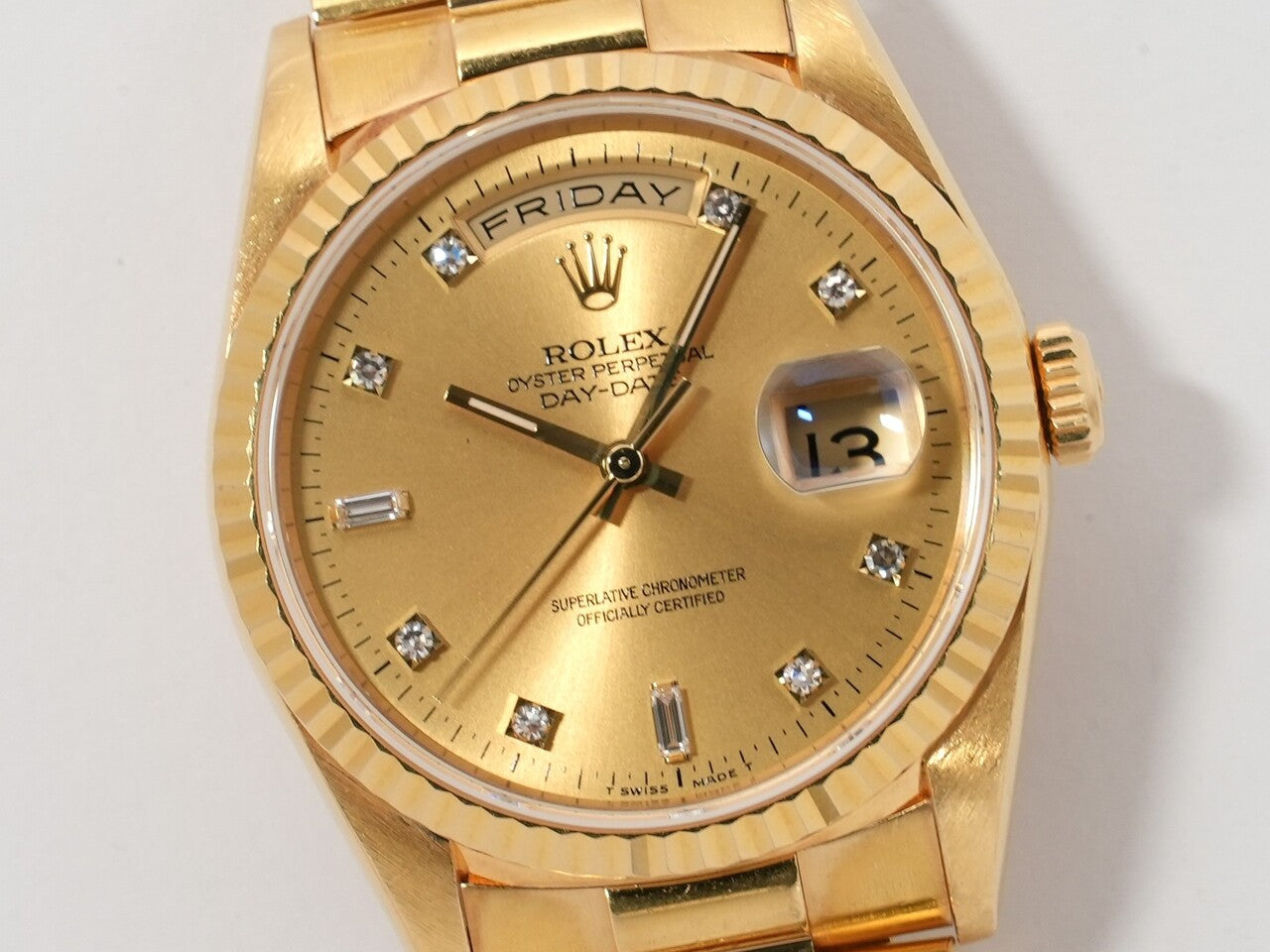 ロレックス デイデイト36 Ref.18238A イエローゴールド シャンパンx10Pダイヤ文字盤 中古 q9eppsns