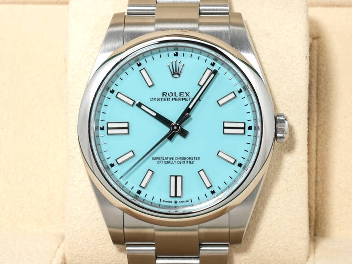 ロレックス オイスターパーペチュアル41 Ref.124300 ステンレススチール ターコイズ文字盤 美品 wycqiz63
