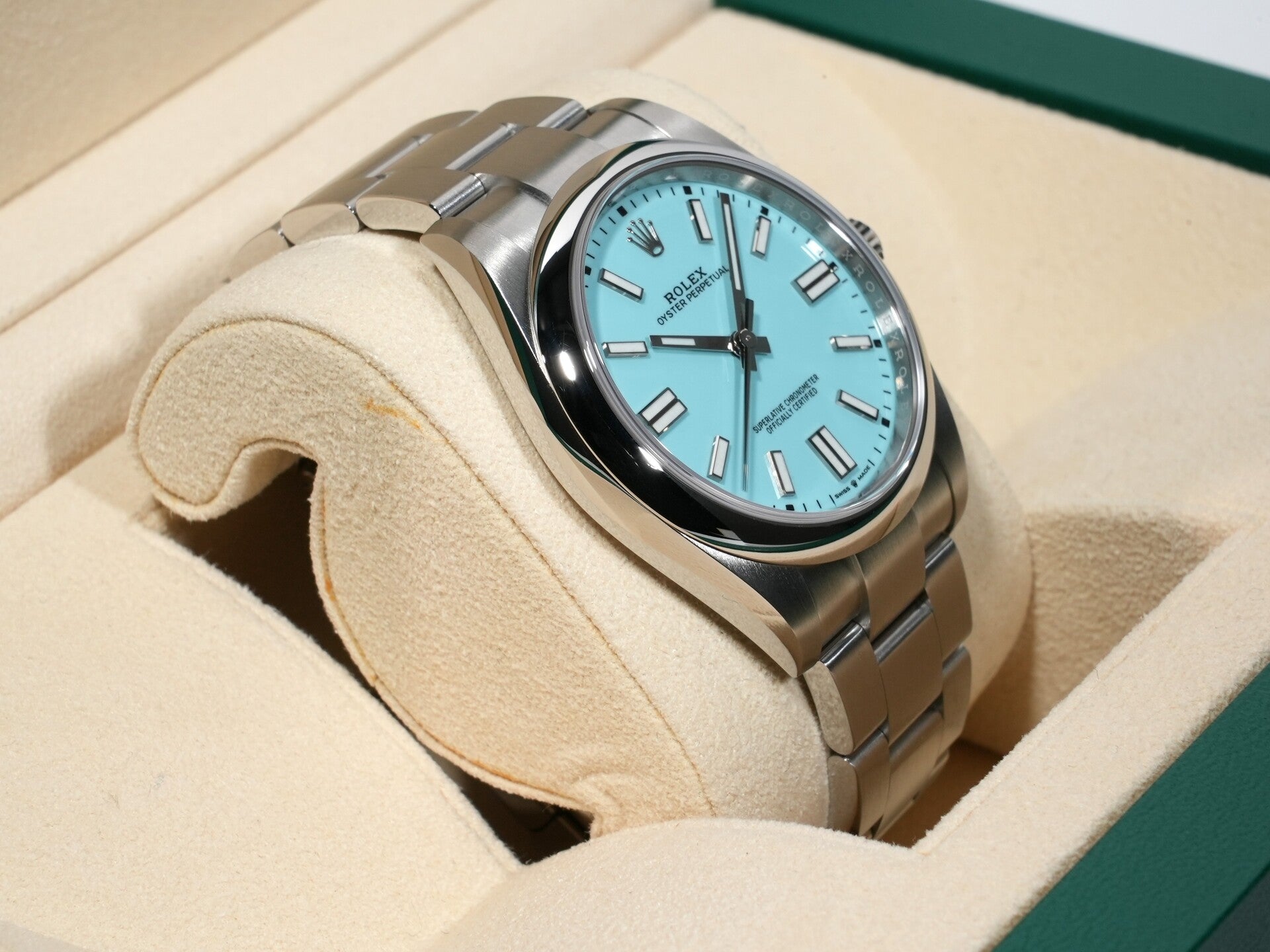 ロレックス オイスターパーペチュアル41 Ref.124300 ステンレススチール ターコイズ文字盤 美品 wycqiz63