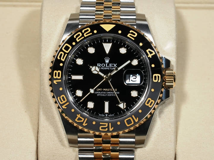 ロレックス GMTマスターII Ref.126713GRNR ステンレススチール/イエローゴールド ブラック文字盤 ジュビリーブレスレット 未使用 5tribsrz