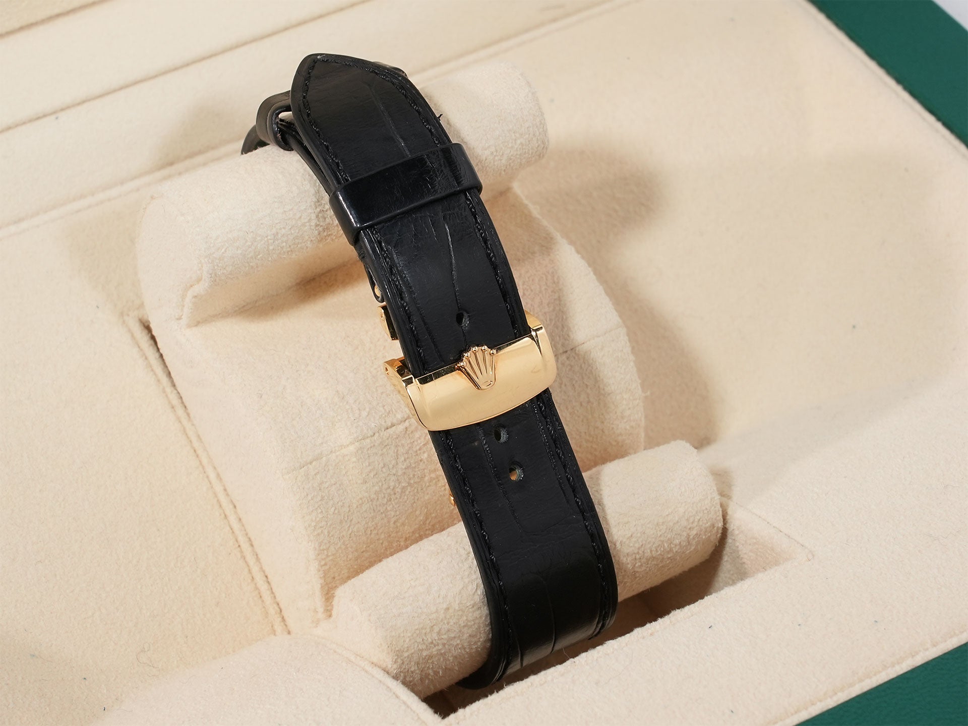 ロレックス 1908 Ref.52508 イエローゴールド ブラック文字盤 革ベルト 中古 jtz9yazw